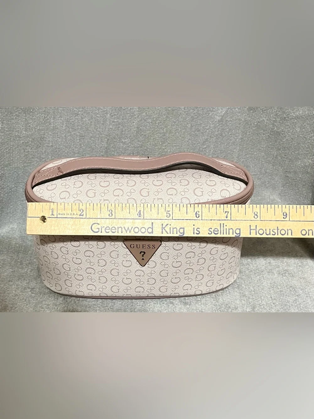 GUESS Beige and Tan Monogram Toiletry Case